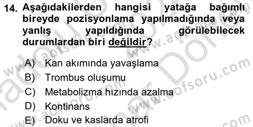 Bakım Elemanı Yetiştirme Ve Geliştirme 2 Dersi 2024 - 2025 Yılı (Final) Dönem Sonu Sınav Soruları 14. Soru