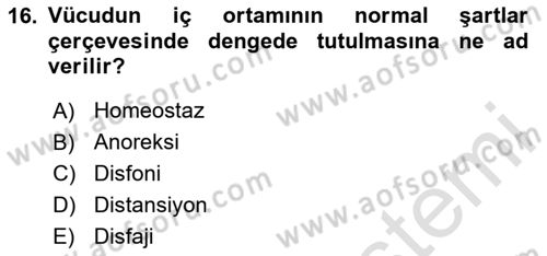 Bakım Elemanı Yetiştirme Ve Geliştirme 2 Dersi 2024 - 2025 Yılı (Final) Dönem Sonu Sınav Soruları 16. Soru