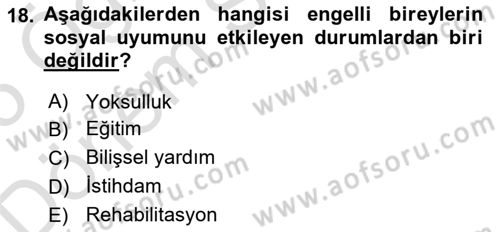 Bakım Elemanı Yetiştirme Ve Geliştirme 2 Dersi 2024 - 2025 Yılı (Final) Dönem Sonu Sınav Soruları 18. Soru