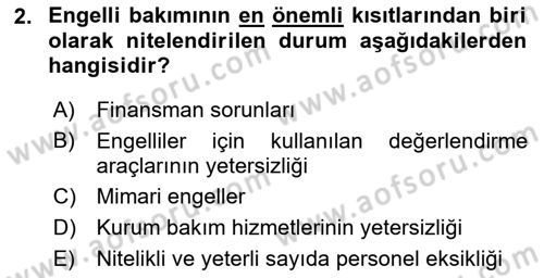 Bakım Elemanı Yetiştirme Ve Geliştirme 2 Dersi 2024 - 2025 Yılı (Final) Dönem Sonu Sınav Soruları 2. Soru