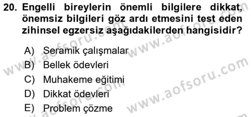 Bakım Elemanı Yetiştirme Ve Geliştirme 2 Dersi 2024 - 2025 Yılı (Final) Dönem Sonu Sınav Soruları 20. Soru