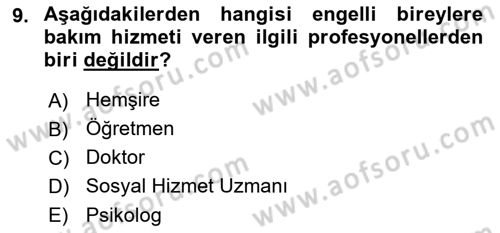 Bakım Elemanı Yetiştirme Ve Geliştirme 2 Dersi 2024 - 2025 Yılı (Final) Dönem Sonu Sınav Soruları 9. Soru
