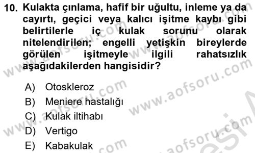 Bakım Elemanı Yetiştirme Ve Geliştirme 2 Dersi 2024 - 2025 Yılı Yaz Okulu Sınav Soruları 10. Soru