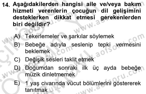 Bakım Elemanı Yetiştirme Ve Geliştirme 2 Dersi 2024 - 2025 Yılı Yaz Okulu Sınav Soruları 14. Soru