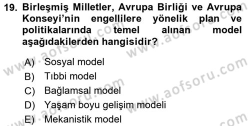 Bakım Elemanı Yetiştirme Ve Geliştirme 2 Dersi 2024 - 2025 Yılı Yaz Okulu Sınav Soruları 19. Soru