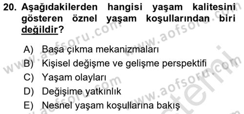 Bakım Elemanı Yetiştirme Ve Geliştirme 2 Dersi 2024 - 2025 Yılı Yaz Okulu Sınav Soruları 20. Soru