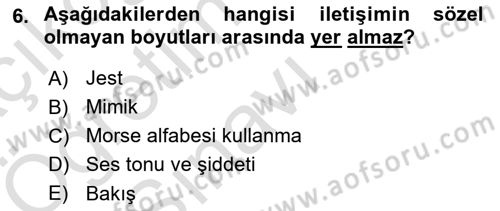 Bakım Elemanı Yetiştirme Ve Geliştirme 2 Dersi 2024 - 2025 Yılı Yaz Okulu Sınav Soruları 6. Soru
