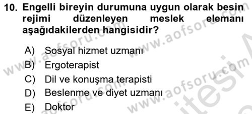 Bakım Elemanı Yetiştirme Ve Geliştirme 2 Dersi 2025 - 2026 Yılı (Vize) Ara Sınav Soruları 10. Soru