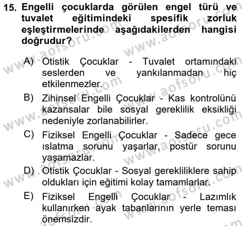 Bakım Elemanı Yetiştirme Ve Geliştirme 2 Dersi 2025 - 2026 Yılı (Vize) Ara Sınav Soruları 15. Soru