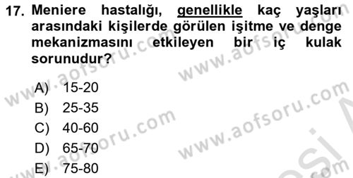 Bakım Elemanı Yetiştirme Ve Geliştirme 2 Dersi 2025 - 2026 Yılı (Vize) Ara Sınav Soruları 17. Soru