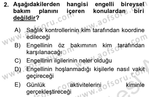 Bakım Elemanı Yetiştirme Ve Geliştirme 2 Dersi 2025 - 2026 Yılı (Vize) Ara Sınav Soruları 2. Soru