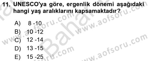 Bakım Elemanı Yetiştirme Ve Geliştirme 2 Dersi 2025 - 2026 Yılı (Final) Dönem Sonu Sınav Soruları 11. Soru