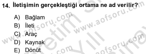 Bakım Elemanı Yetiştirme Ve Geliştirme 2 Dersi 2025 - 2026 Yılı (Final) Dönem Sonu Sınav Soruları 14. Soru