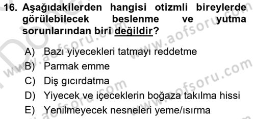 Bakım Elemanı Yetiştirme Ve Geliştirme 2 Dersi 2025 - 2026 Yılı (Final) Dönem Sonu Sınav Soruları 16. Soru