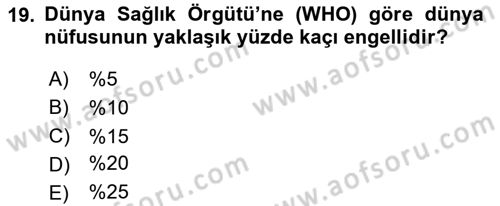 Bakım Elemanı Yetiştirme Ve Geliştirme 2 Dersi 2025 - 2026 Yılı (Final) Dönem Sonu Sınav Soruları 19. Soru