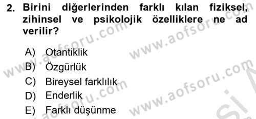 Bakım Elemanı Yetiştirme Ve Geliştirme 2 Dersi 2025 - 2026 Yılı (Final) Dönem Sonu Sınav Soruları 2. Soru