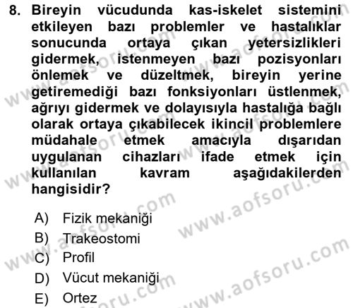 Bakım Elemanı Yetiştirme Ve Geliştirme 2 Dersi 2025 - 2026 Yılı (Final) Dönem Sonu Sınav Soruları 8. Soru
