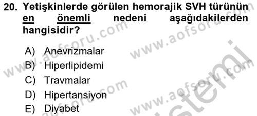 Yaşlılarda Görülebilecek Sorunlar Ve Bakım Hizmetleri Dersi 2016 - 2017 Yılı 3 Ders Sınavı 20. Soru