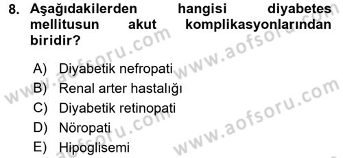 Yaşlılarda Görülebilecek Sorunlar Ve Bakım Hizmetleri Dersi 2016 - 2017 Yılı 3 Ders Sınav Soruları 8. Soru