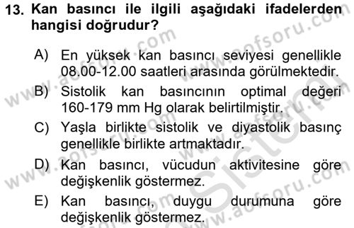 Yaşlılarda Görülebilecek Sorunlar Ve Bakım Hizmetleri Dersi 2016 - 2017 Yılı (Vize) Ara Sınav Soruları 13. Soru