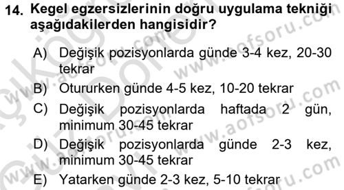 Yaşlılarda Görülebilecek Sorunlar Ve Bakım Hizmetleri Dersi 2016 - 2017 Yılı (Vize) Ara Sınav Soruları 14. Soru