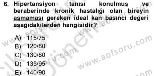 Yaşlılarda Görülebilecek Sorunlar Ve Bakım Hizmetleri Dersi 2016 - 2017 Yılı (Vize) Ara Sınav Soruları 6. Soru