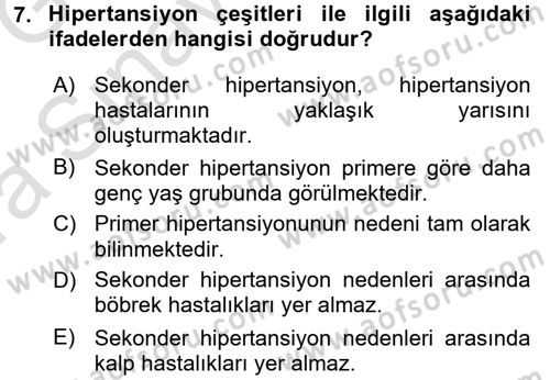 Yaşlılarda Görülebilecek Sorunlar Ve Bakım Hizmetleri Dersi 2016 - 2017 Yılı (Vize) Ara Sınav Soruları 7. Soru