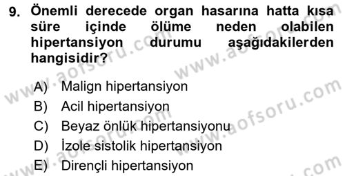 Yaşlılarda Görülebilecek Sorunlar Ve Bakım Hizmetleri Dersi 2016 - 2017 Yılı (Vize) Ara Sınav Soruları 9. Soru