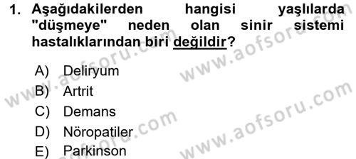 Yaşlılarda Görülebilecek Sorunlar Ve Bakım Hizmetleri Dersi 2016 - 2017 Yılı (Final) Dönem Sonu Sınav Soruları 1. Soru