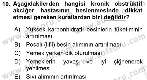 Yaşlılarda Görülebilecek Sorunlar Ve Bakım Hizmetleri Dersi 2016 - 2017 Yılı (Final) Dönem Sonu Sınav Soruları 10. Soru