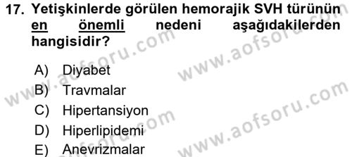 Yaşlılarda Görülebilecek Sorunlar Ve Bakım Hizmetleri Dersi 2016 - 2017 Yılı (Final) Dönem Sonu Sınav Soruları 17. Soru