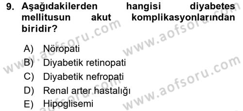 Yaşlılarda Görülebilecek Sorunlar Ve Bakım Hizmetleri Dersi 2016 - 2017 Yılı (Final) Dönem Sonu Sınav Soruları 9. Soru