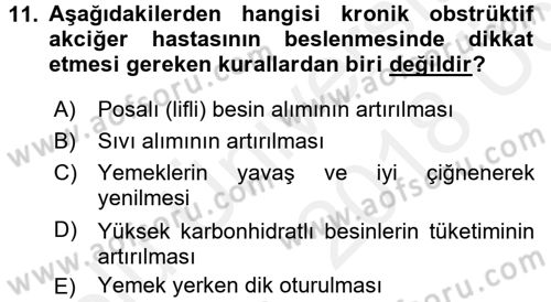 Yaşlılarda Görülebilecek Sorunlar Ve Bakım Hizmetleri Dersi 2017 - 2018 Yılı 3 Ders Sınav Soruları 11. Soru