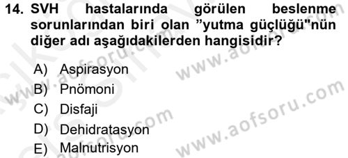 Yaşlılarda Görülebilecek Sorunlar Ve Bakım Hizmetleri Dersi 2017 - 2018 Yılı 3 Ders Sınav Soruları 14. Soru