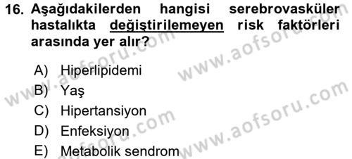 Yaşlılarda Görülebilecek Sorunlar Ve Bakım Hizmetleri Dersi 2017 - 2018 Yılı 3 Ders Sınav Soruları 16. Soru