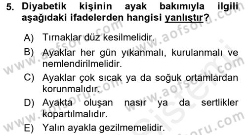 Yaşlılarda Görülebilecek Sorunlar Ve Bakım Hizmetleri Dersi 2017 - 2018 Yılı 3 Ders Sınav Soruları 5. Soru