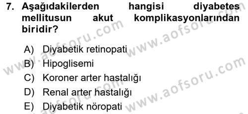 Yaşlılarda Görülebilecek Sorunlar Ve Bakım Hizmetleri Dersi 2017 - 2018 Yılı 3 Ders Sınav Soruları 7. Soru