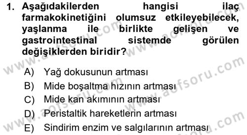 Yaşlılarda Görülebilecek Sorunlar Ve Bakım Hizmetleri Dersi 2017 - 2018 Yılı (Vize) Ara Sınav Soruları 1. Soru