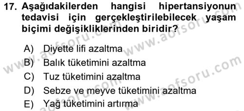 Yaşlılarda Görülebilecek Sorunlar Ve Bakım Hizmetleri Dersi 2017 - 2018 Yılı (Vize) Ara Sınav Soruları 17. Soru