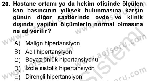 Yaşlılarda Görülebilecek Sorunlar Ve Bakım Hizmetleri Dersi 2017 - 2018 Yılı (Vize) Ara Sınav Soruları 20. Soru