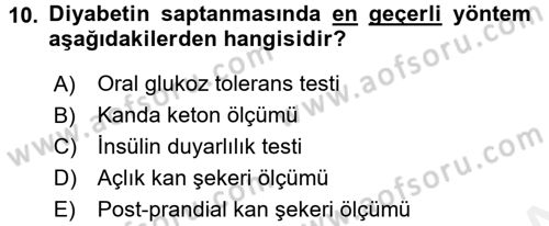 Yaşlılarda Görülebilecek Sorunlar Ve Bakım Hizmetleri Dersi 2017 - 2018 Yılı (Final) Dönem Sonu Sınav Soruları 10. Soru