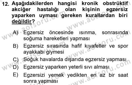 Yaşlılarda Görülebilecek Sorunlar Ve Bakım Hizmetleri Dersi 2017 - 2018 Yılı (Final) Dönem Sonu Sınav Soruları 12. Soru