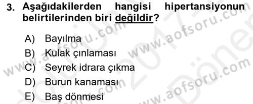 Yaşlılarda Görülebilecek Sorunlar Ve Bakım Hizmetleri Dersi 2017 - 2018 Yılı (Final) Dönem Sonu Sınav Soruları 3. Soru