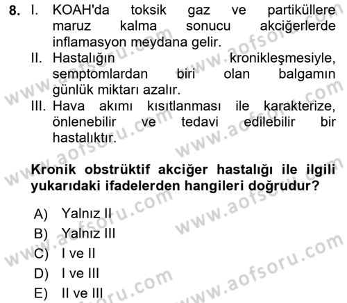 Yaşlılarda Görülebilecek Sorunlar Ve Bakım Hizmetleri Dersi 2018 - 2019 Yılı 3 Ders Sınav Soruları 8. Soru