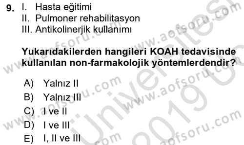 Yaşlılarda Görülebilecek Sorunlar Ve Bakım Hizmetleri Dersi 2018 - 2019 Yılı 3 Ders Sınav Soruları 9. Soru