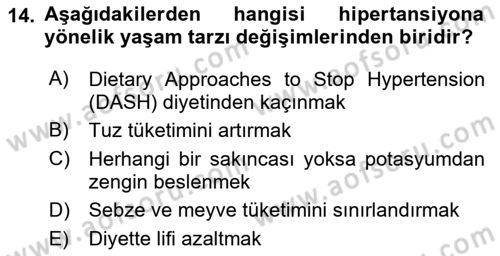 Yaşlılarda Görülebilecek Sorunlar Ve Bakım Hizmetleri Dersi 2018 - 2019 Yılı (Vize) Ara Sınav Soruları 14. Soru