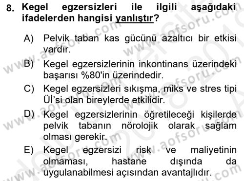 Yaşlılarda Görülebilecek Sorunlar Ve Bakım Hizmetleri Dersi 2018 - 2019 Yılı (Vize) Ara Sınav Soruları 8. Soru