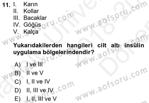 Yaşlılarda Görülebilecek Sorunlar Ve Bakım Hizmetleri Dersi 2018 - 2019 Yılı (Final) Dönem Sonu Sınav Soruları 11. Soru