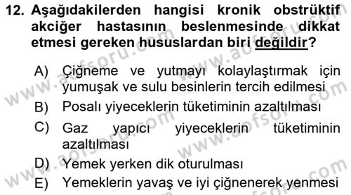 Yaşlılarda Görülebilecek Sorunlar Ve Bakım Hizmetleri Dersi 2018 - 2019 Yılı (Final) Dönem Sonu Sınav Soruları 12. Soru