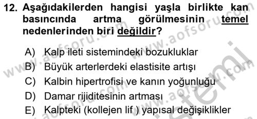 Yaşlılarda Görülebilecek Sorunlar Ve Bakım Hizmetleri Dersi 2018 - 2019 Yılı Yaz Okulu Sınav Soruları 12. Soru